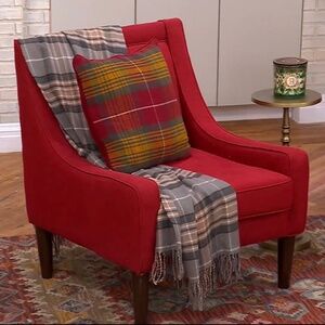 Mr. H by Dee Hilfiger.Wool And Cashmere Blend Plaid Throw Beige Neutral NWOT